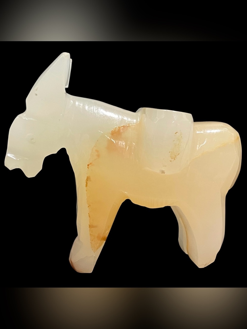 Vintage 1960s Hand Carved Onyx Marble Donkey Toothpick Holder - Made In Mexico